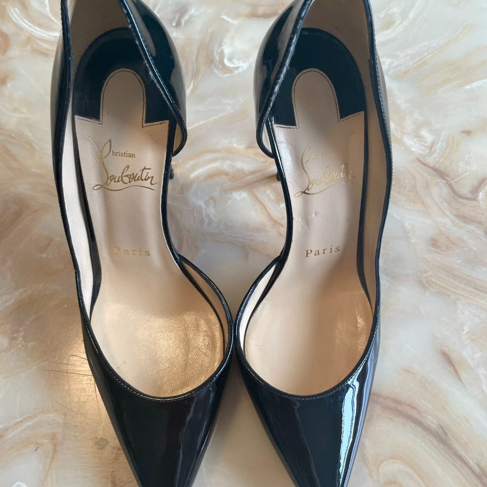 100% Authentic Christian Louboutin Ibiza / Size 37 (US 7) / Black Patent Leather